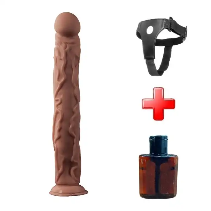 #BDM1141B - 35 cm Belden Bağlamalı Gerçekçi Uzun Kalın Dildo Penis