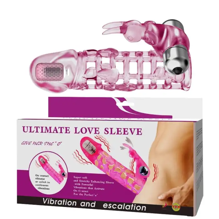 #BDM2620 - 3,5 cm Uzatmalı Tavşan Figürlü Uyarıcılı Çift Titreşimli Penis Kılıfı
