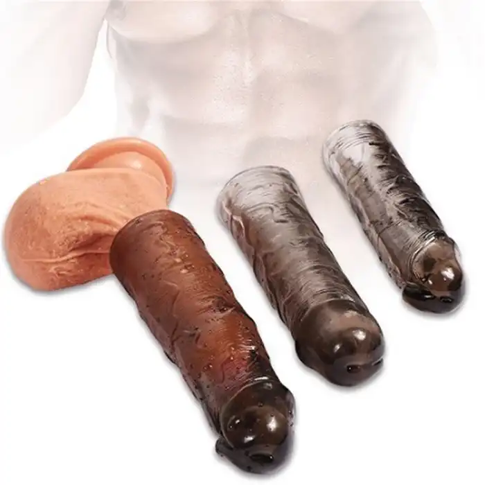 #U6141 - Ucu Dolgulu Uzatmalı 3lü Zenci Penis Kılıfı Seti
