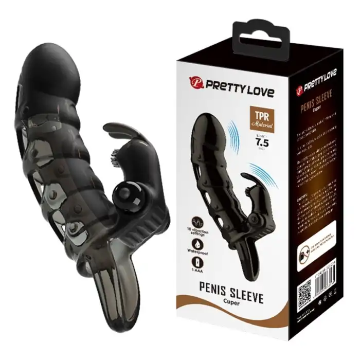 #BDM2639 - 4 cm Dolgu Uzatmalı 10 Titreşimli Penis Kılıfı Prezervatif Vibratör