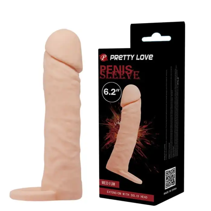 #B1215 - 4 cm Dolgulu Realistik Uzatmalı Penis Kılıfı Dildo Ten Rengi Penis