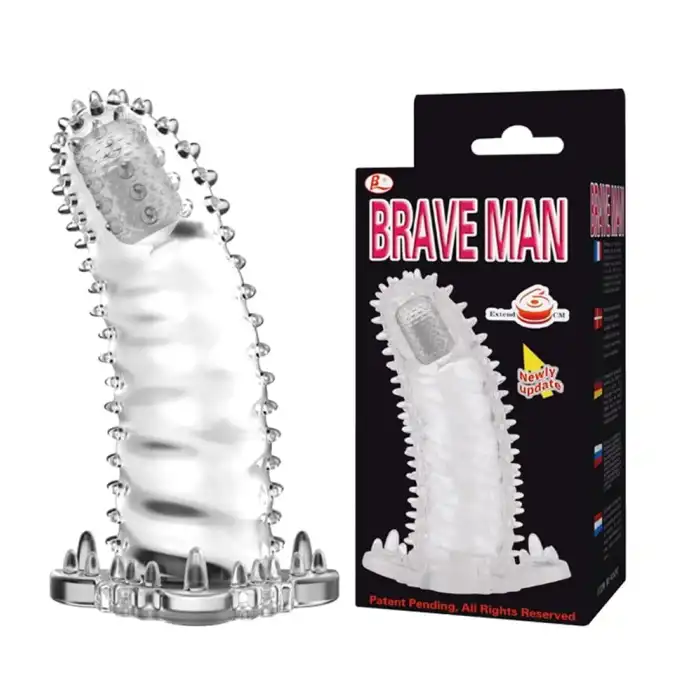#B1116 - 4 cm Uzatmalı Eğik Titreşimli Şeffaf Penis Kılıfı
