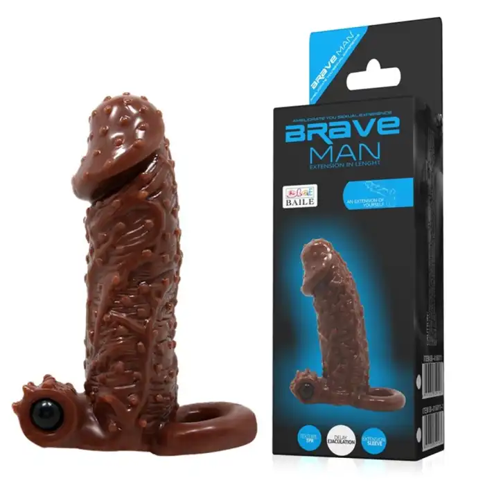 #BDM1610 - 4 cm Uzatmalı Titreşimli Tırtıklı Penis Kılıfı