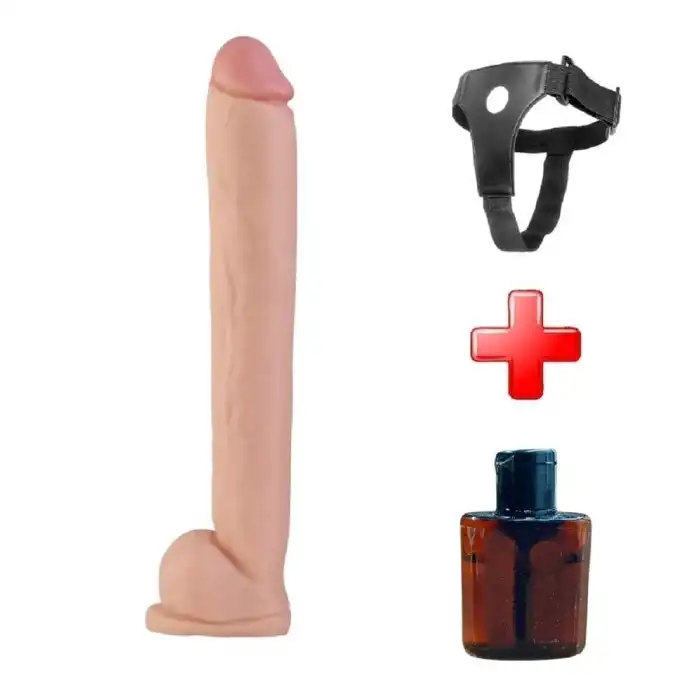 #BDM1041B - 40 cm Belden Bağlamalı Gerçekçi Kalın Dildo Penis - Bernie