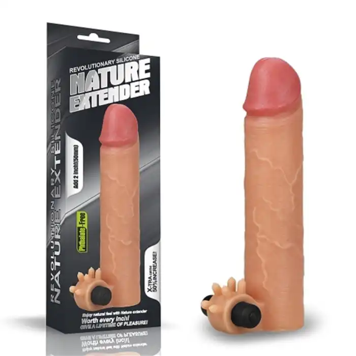 #LV414101F - 5 cm Uzatmalı Realistik Titreşimli Penis Kılıfı XTender