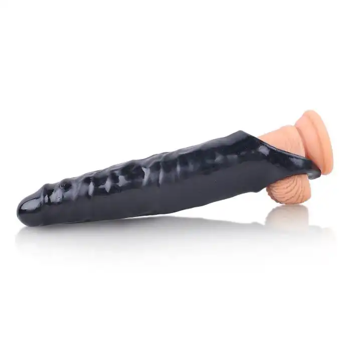 #BDM1524S - 6 cm Dolgulu Realistik Zenci Penis Kılıfı