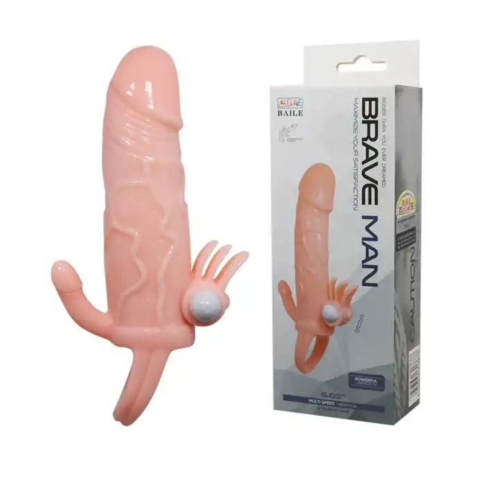 #B1207 - Anal Vajinal Klitoral Uyarıcılı Titreşimli Penis Kılıfı