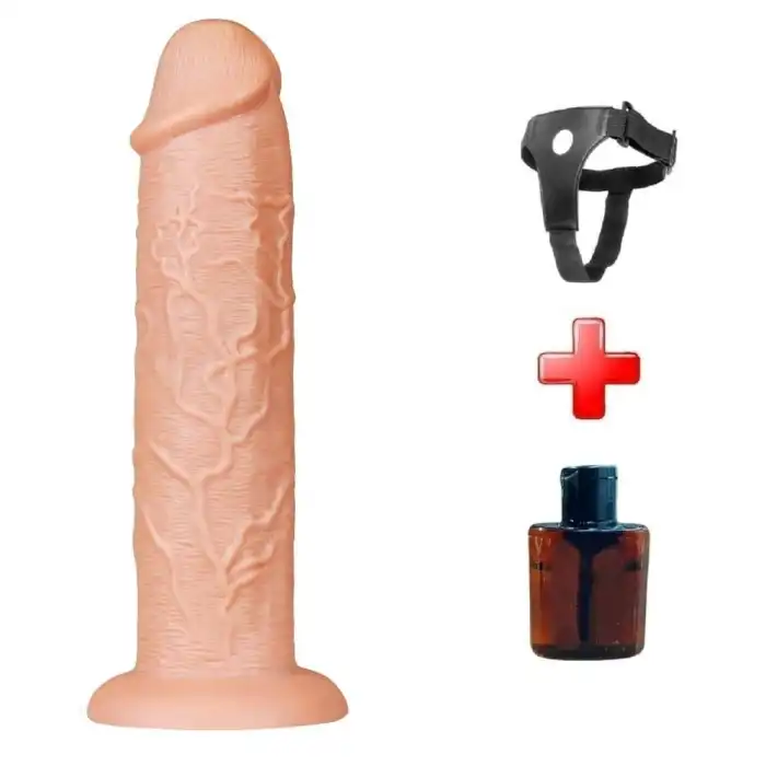 #LV111012B - Belden Bağlamalı 28 cm Gerçekçi Testissiz Kalın Dildo Penis