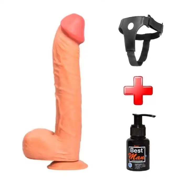 #PX050B - Belden Bağlamalı 31,5 cm Dev Boy Realistik Vantuzlu Dildo Penis