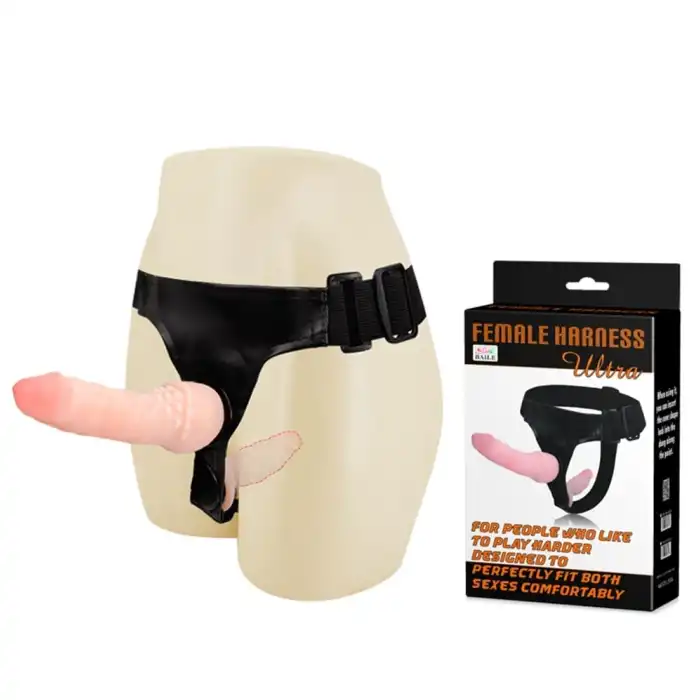 #B1045 - Belden Bağlamalı Çift Taraflı İçi Dolu Strapon Penis