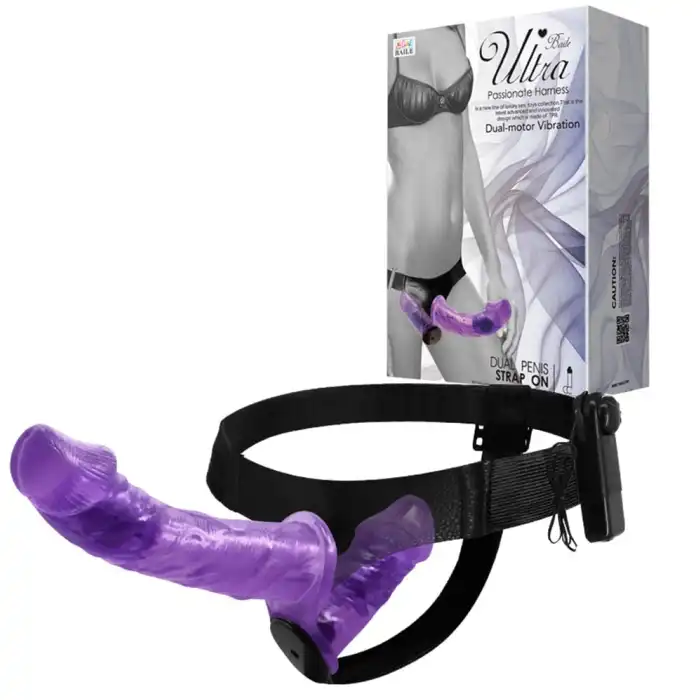 #BDM2260 - Belden Bağlamalı Çift Taraflı Titreşimli Strapon Dildo