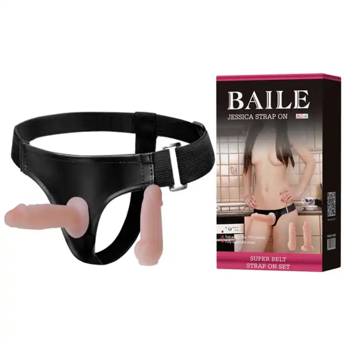 #B1221 - Belden Bağlamalı İçi Dolu Çift Strapon Penis