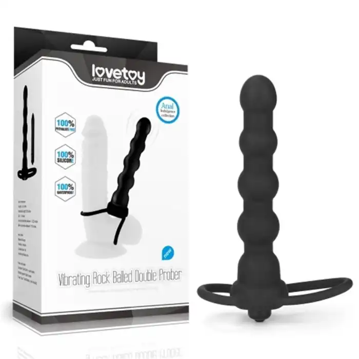 #LV2619 - Çift Kavrama Halkalı Titreşimli 14 cm Anal Plug Vibratör Mastürbatör
