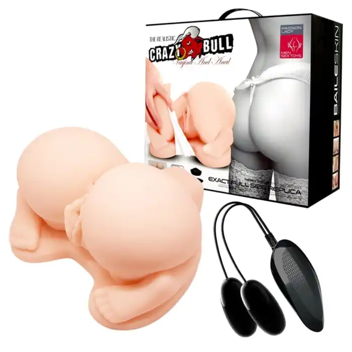 #B1248 - CRAZY BULL 2 İşlevli Büyük Tam Boy Titreşimli Realistik Kalça