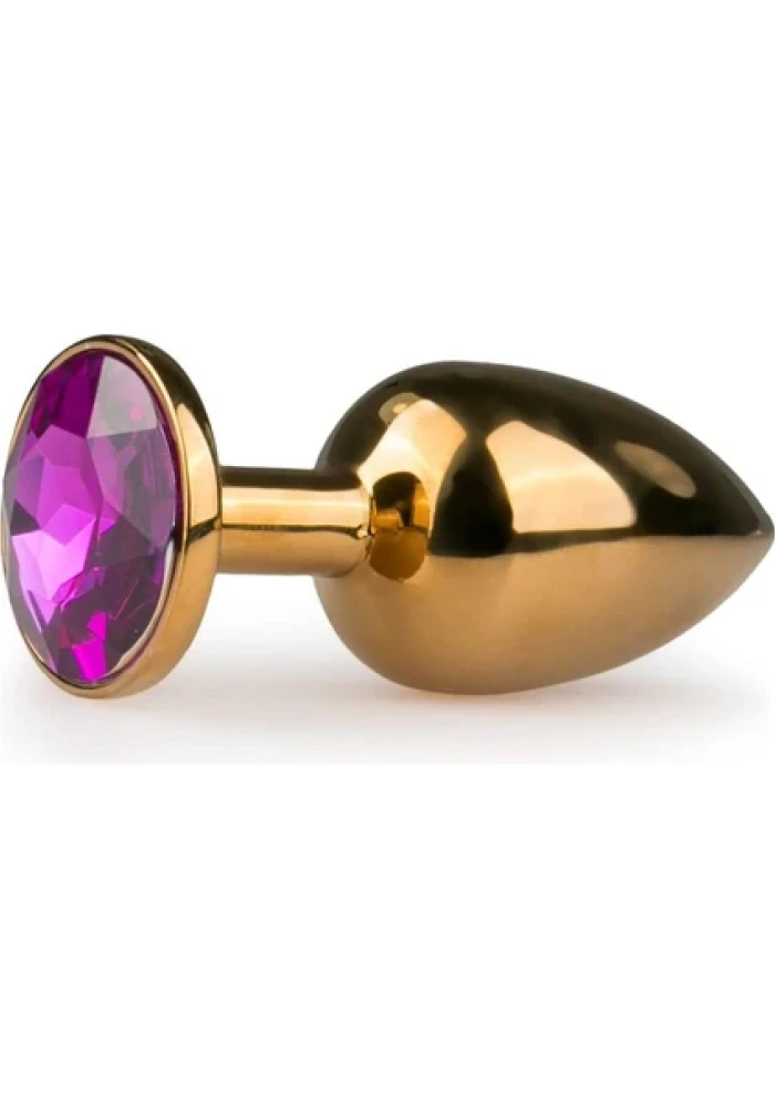 #XM5004-1 - Altın Gold Çelik Kristal Taşlı Anal Plug Küçük Boy
