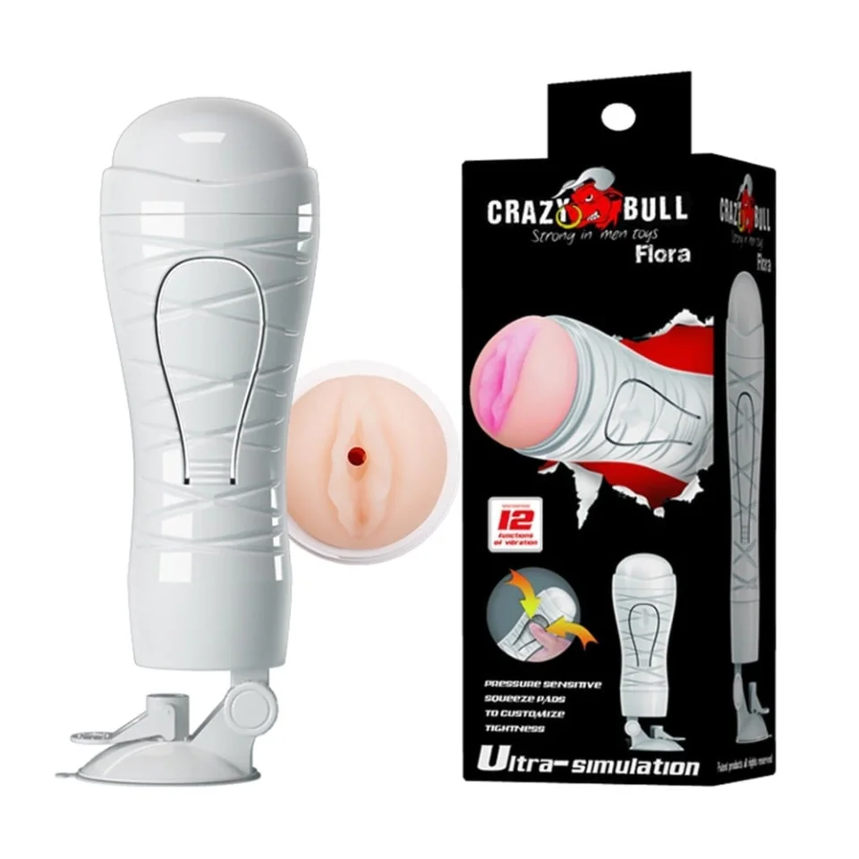 #7064 - USB Şarjlı 12 Titreşimli Realistik Suni Vajina Erkek Mastürbatör