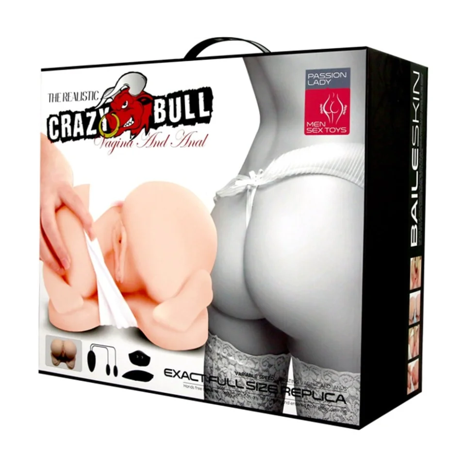 #7140 - CRAZY BULL 2 İşlevli Büyük Tam Boy Titreşimli Realistik Kalça