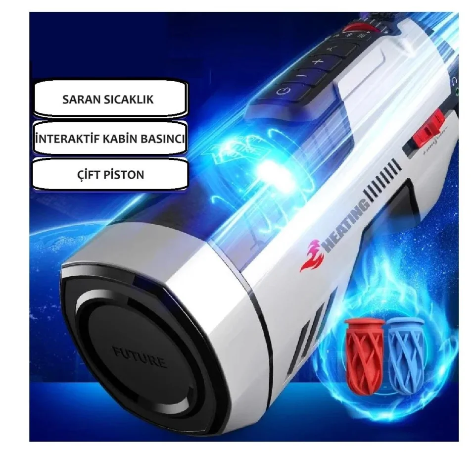 #7372 - USB Şarjlı Sesli Isıtmalı Titreşimli Masturbatör - Leten Future 708