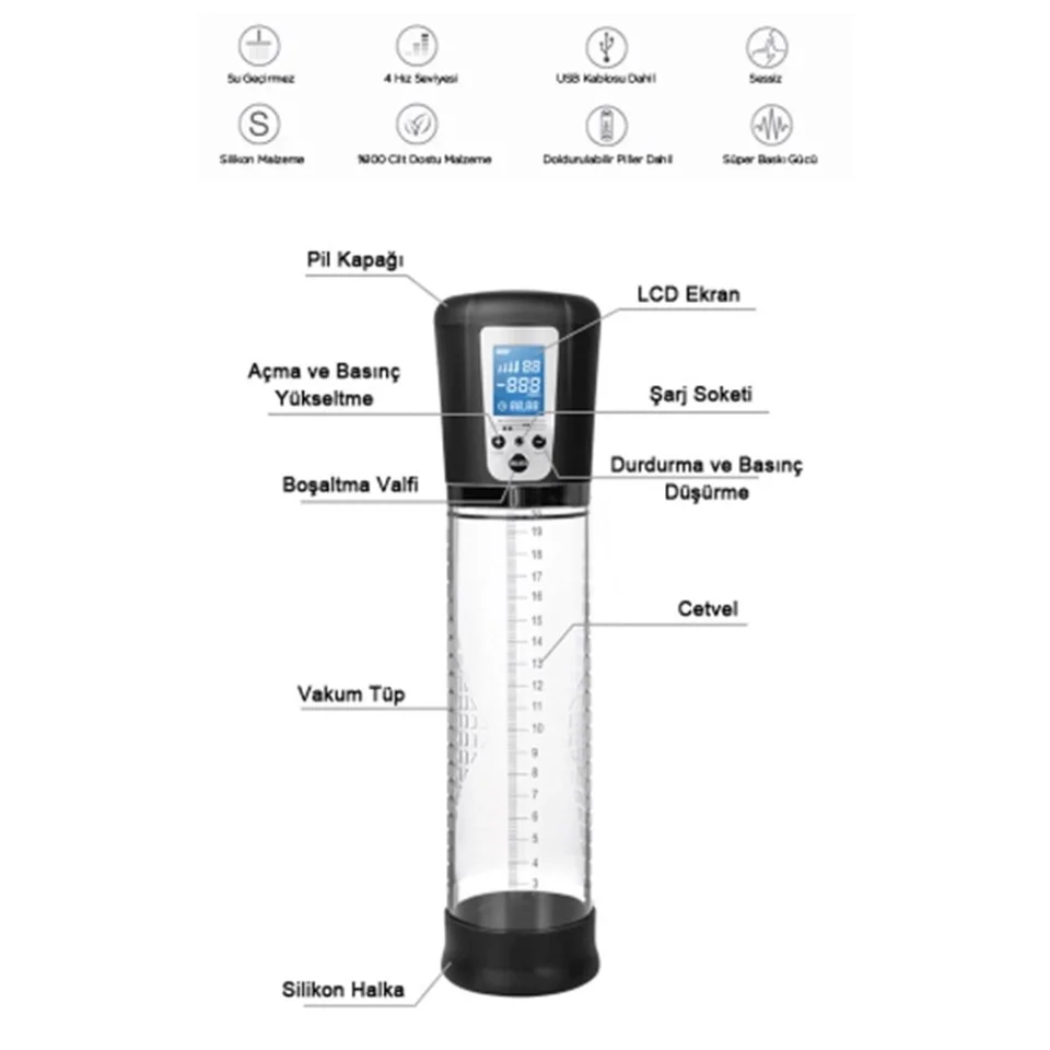 #7442 - USB Şarjlı Penextender Smart Pump Akıllı Penis Pompası