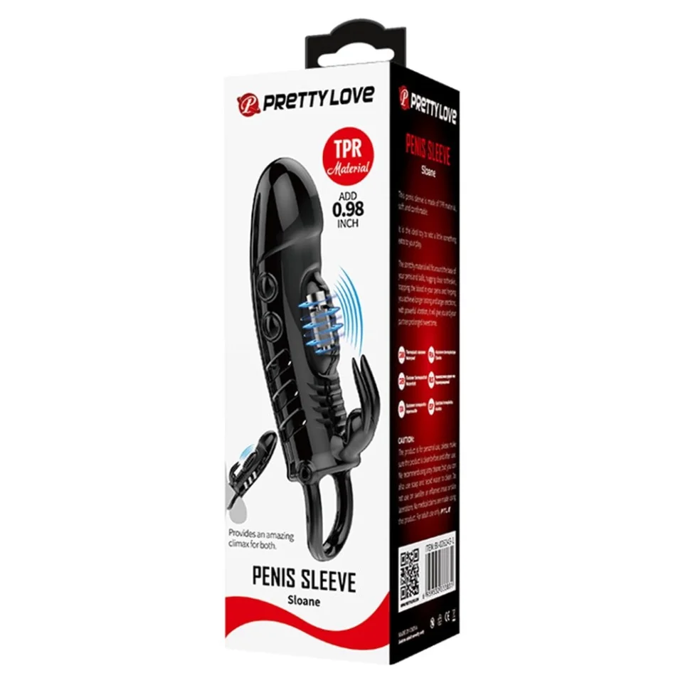#7520 - 2,5 cm Dolgu Uzatmalı Titreşimli Zenci Penis Kılıfı Vibratör