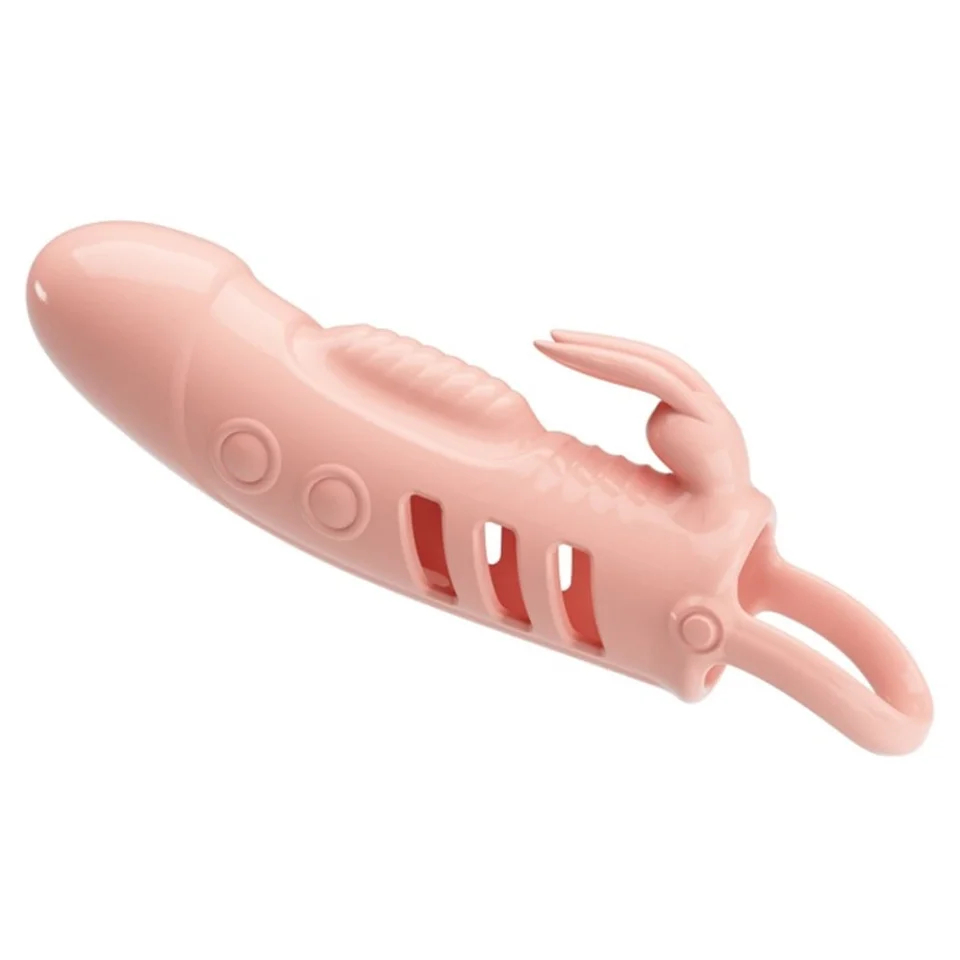 #7525 - 2,5 cm Dolgu Uzatmalı Titreşimli Penis Kılıfı Prezervatif Vibratör