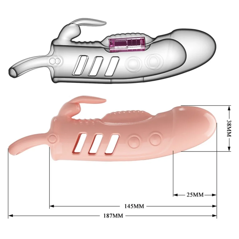 #7523 - 2,5 cm Dolgu Uzatmalı Titreşimli Penis Kılıfı Prezervatif Vibratör