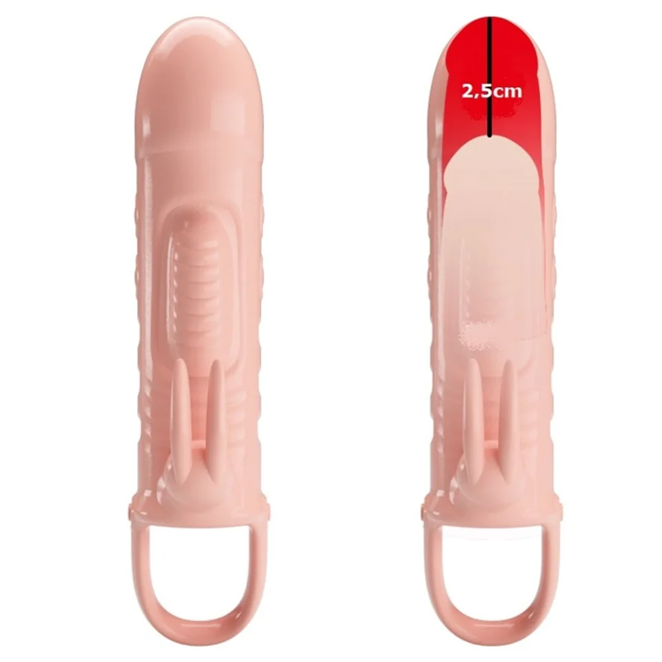 #7529 - 2,5 cm Dolgu Uzatmalı Titreşimli Penis Kılıfı Prezervatif Vibratör