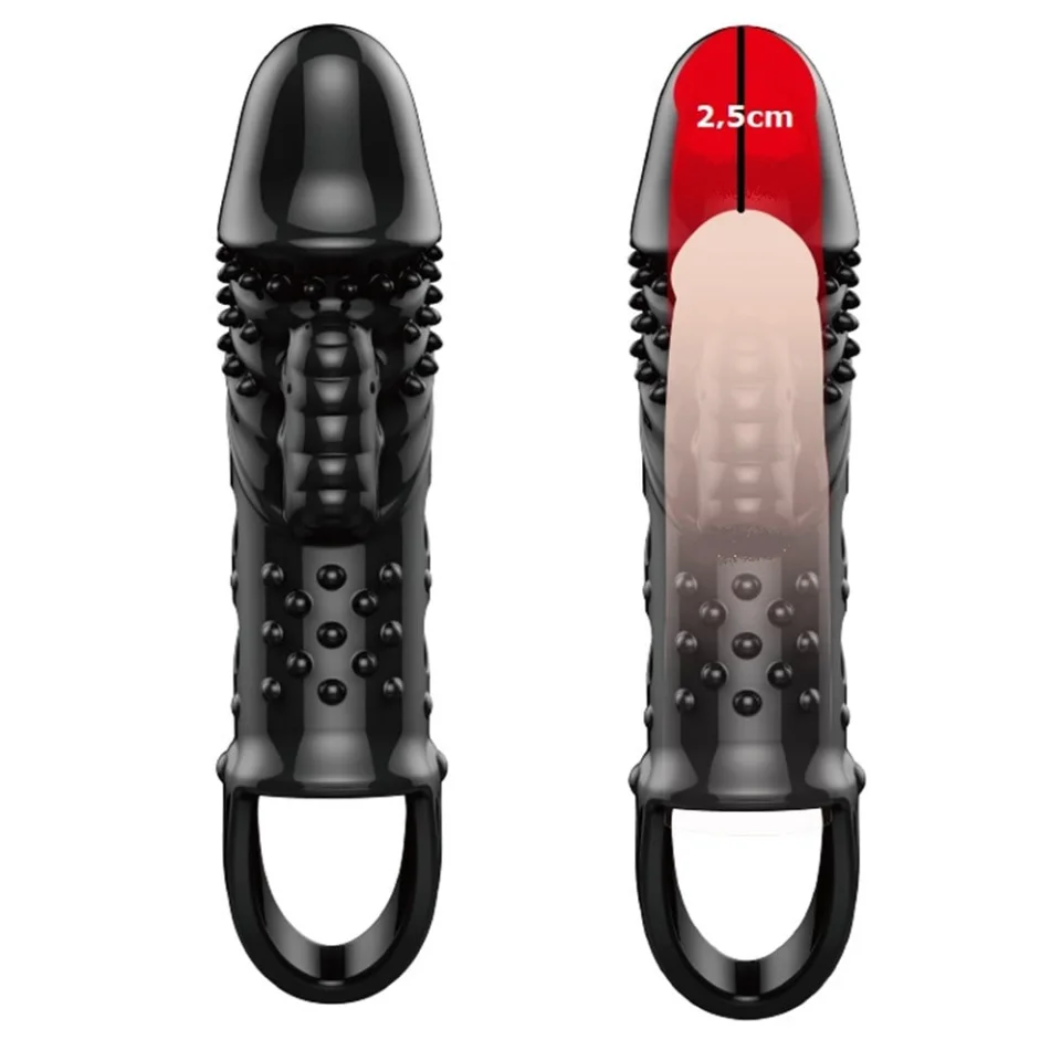 #7532 - 2,5 cm Dolgu Uzatmalı Titreşimli Penis Kılıfı Prezervatif Vibratör