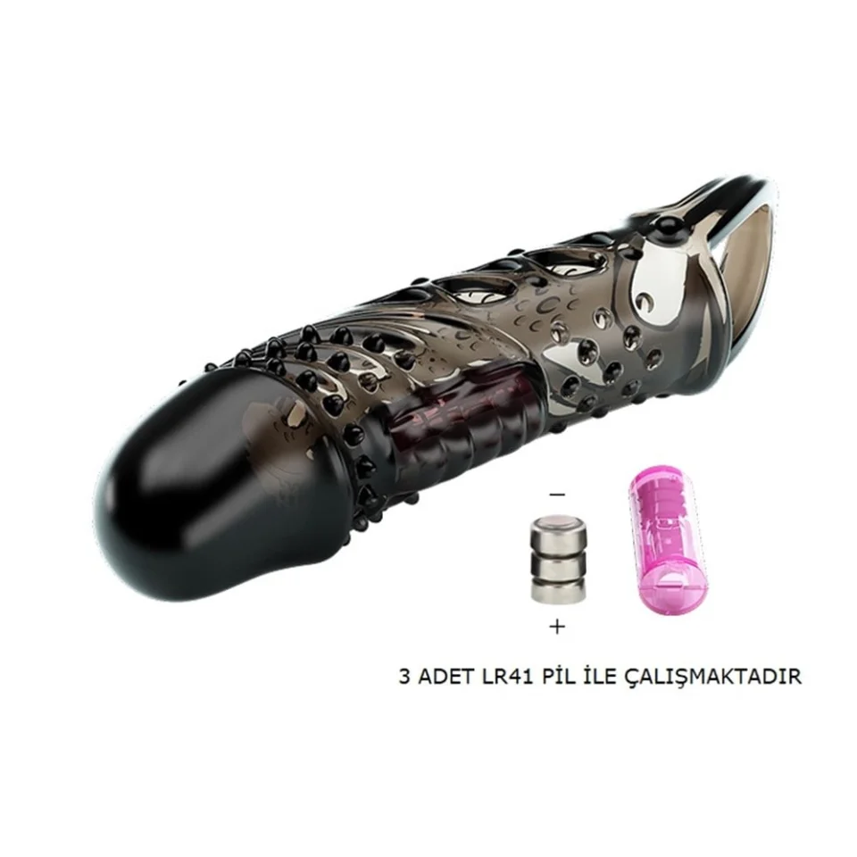 #7535 - 2,5 cm Dolgu Uzatmalı Titreşimli Penis Kılıfı Prezervatif Vibratör