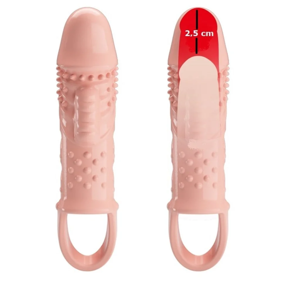 #7545 - 2,5 cm Dolgu Uzatmalı Titreşimli Penis Kılıfı Prezervatif Vibratör