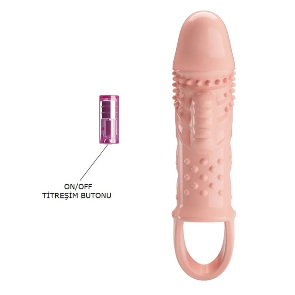 #7541 - 2,5 cm Dolgu Uzatmalı Titreşimli Penis Kılıfı Prezervatif Vibratör