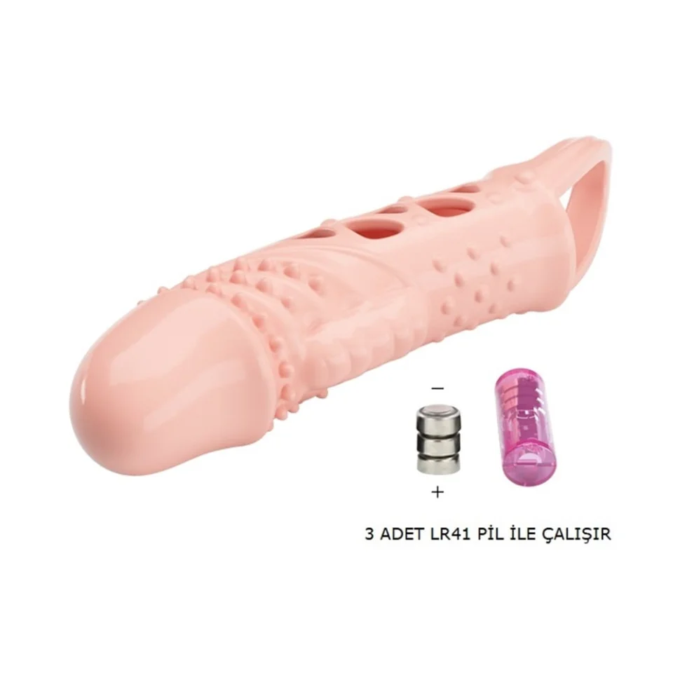 #7542 - 2,5 cm Dolgu Uzatmalı Titreşimli Penis Kılıfı Prezervatif Vibratör