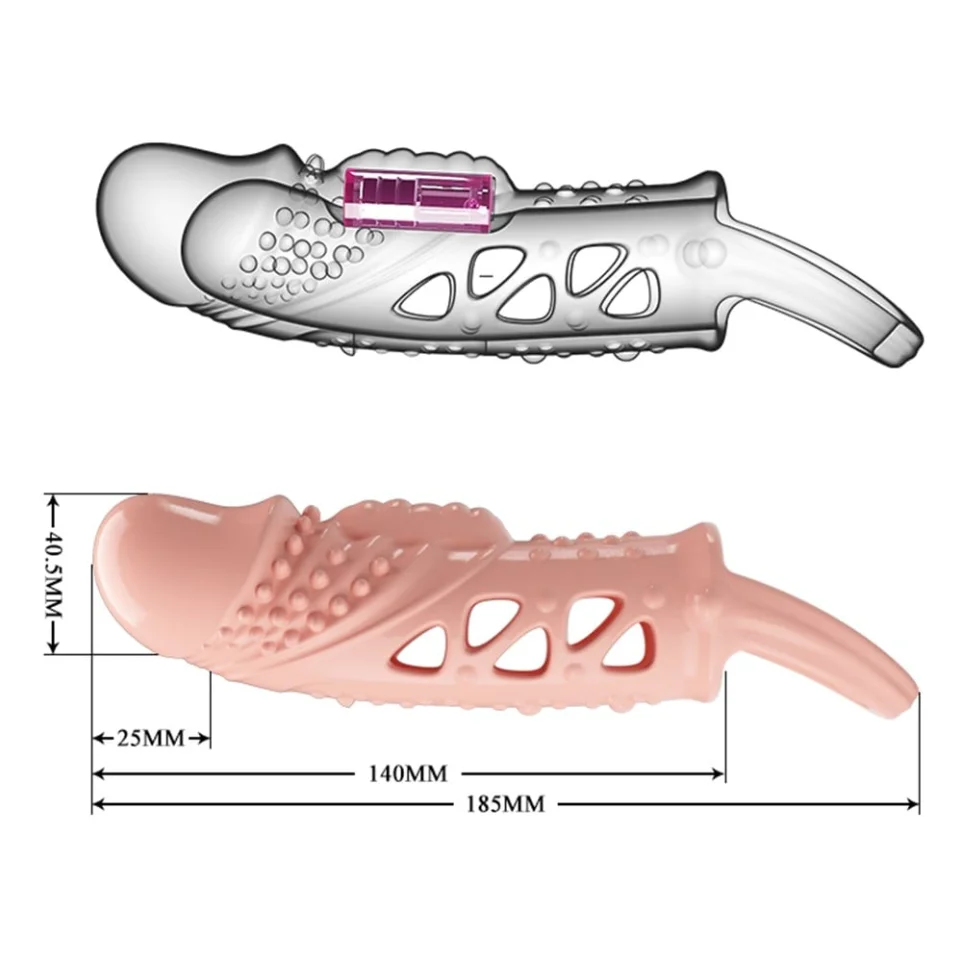 #7544 - 2,5 cm Dolgu Uzatmalı Titreşimli Penis Kılıfı Prezervatif Vibratör