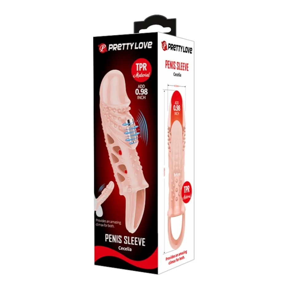 #7546 - 2,5 cm Dolgu Uzatmalı Titreşimli Penis Kılıfı Prezervatif Vibratör