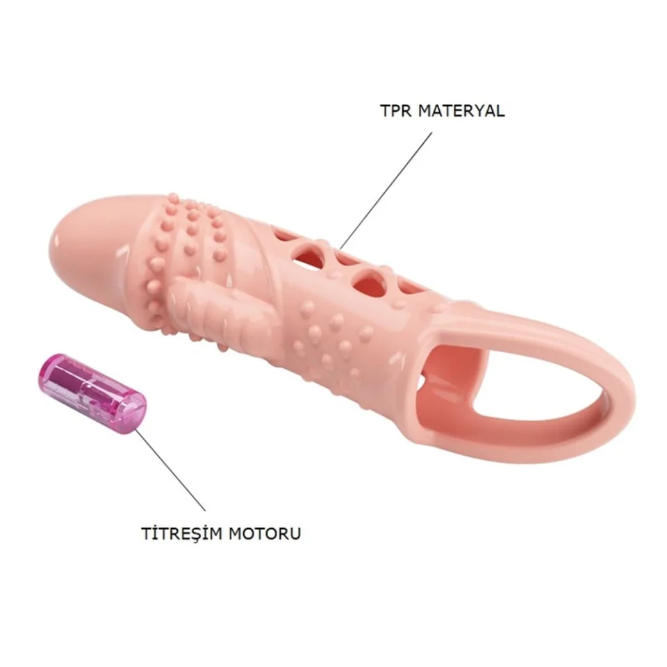 #7548 - 2,5 cm Dolgu Uzatmalı Titreşimli Penis Kılıfı Prezervatif Vibratör
