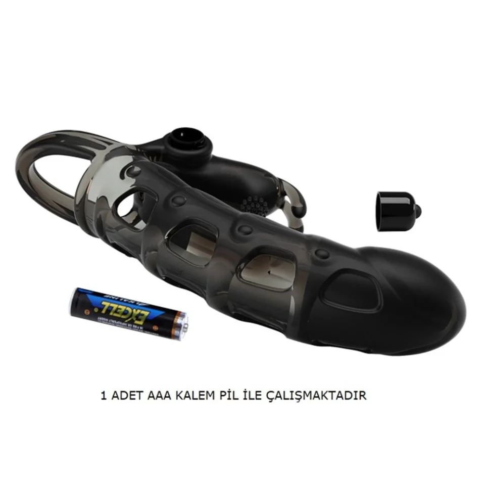 #7563 - 4 cm Dolgu Uzatmalı 10 Titreşimli Penis Kılıfı Prezervatif Vibratör