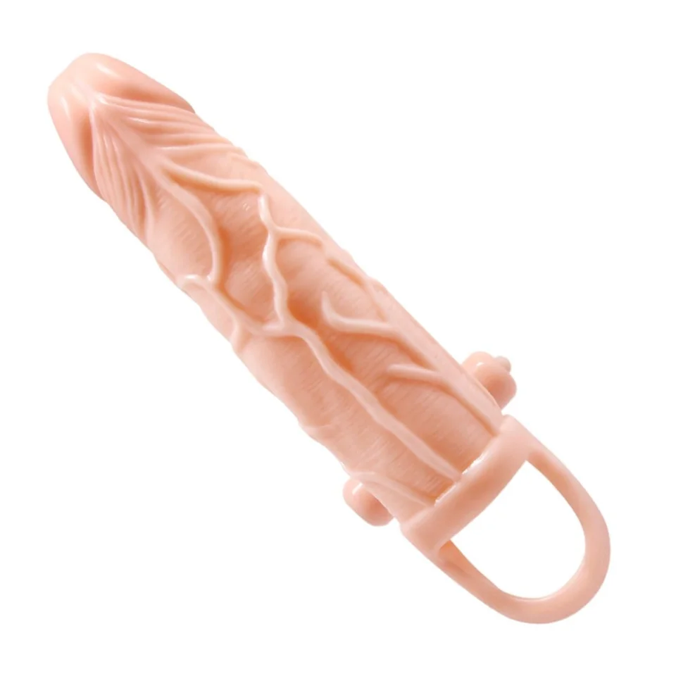 #7566 - 5 cm Dolgu Uzatmalı 10 Fonksiyonlu Çift Titreşimli Penis Kılıfı