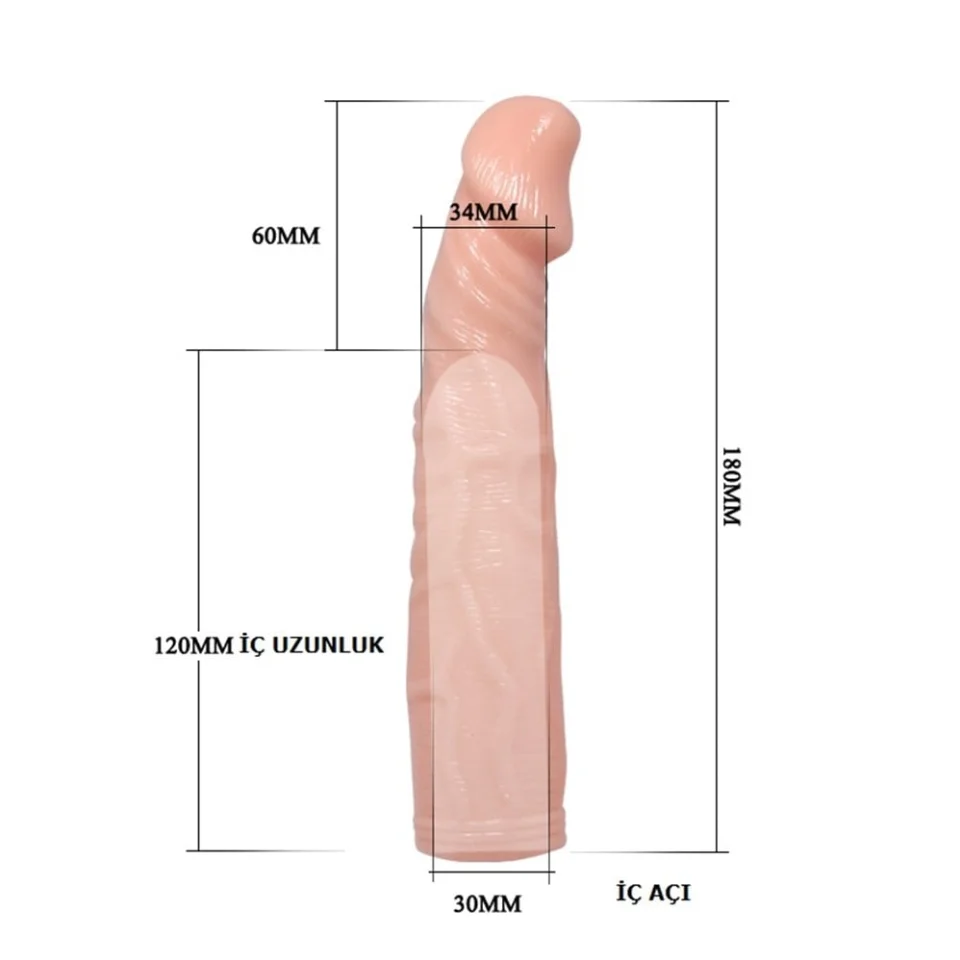 #7575 - 6 cm Dolgulu Uzatmalı Silikon Penis Kılıfı
