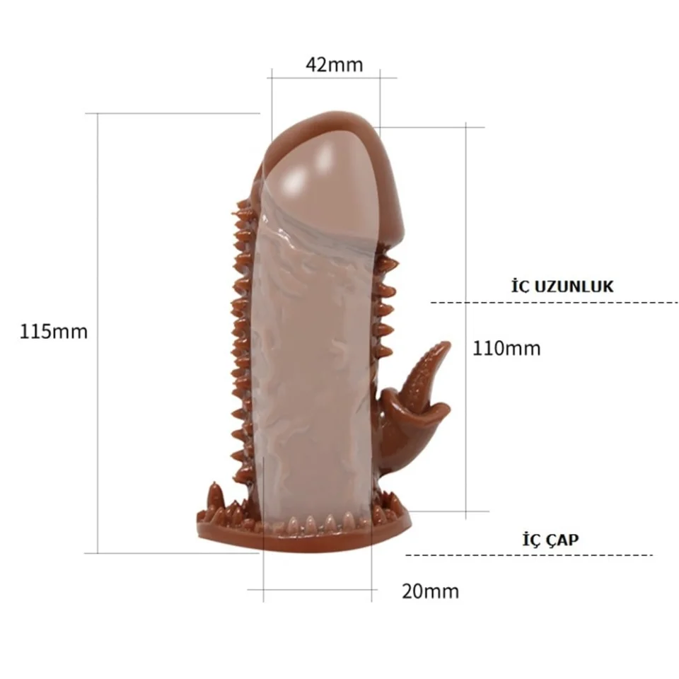 #7580 - Klitoral Uyarıcılı Tırtıklı Penis Kılıfı