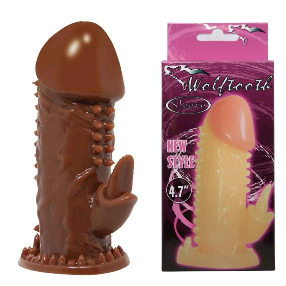 #7583 - Klitoral Uyarıcılı Tırtıklı Penis Kılıfı