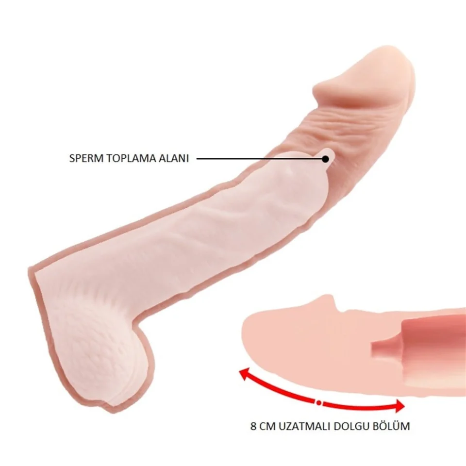 #7631 - 8 cm Dolgulu Realistik Penis Kılıfı