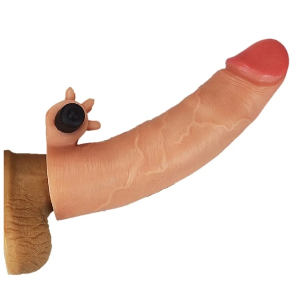 #7676 - 5 cm Uzatmalı Realistik Titreşimli Penis Kılıfı XTender