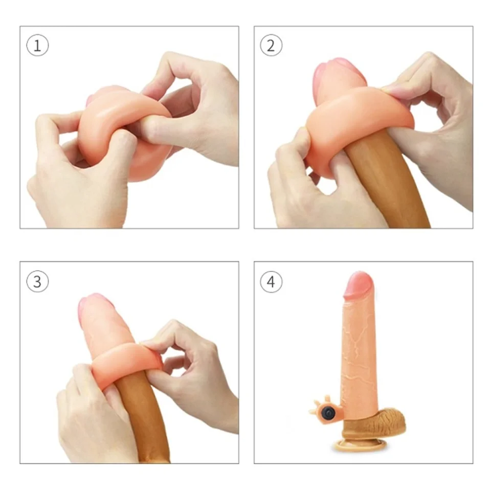 #7674 - 5 cm Uzatmalı Realistik Titreşimli Penis Kılıfı XTender