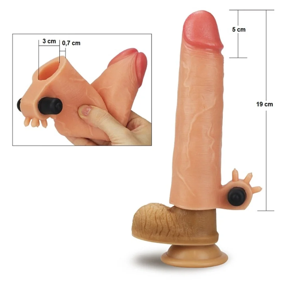 #7678 - 5 cm Uzatmalı Realistik Titreşimli Penis Kılıfı XTender