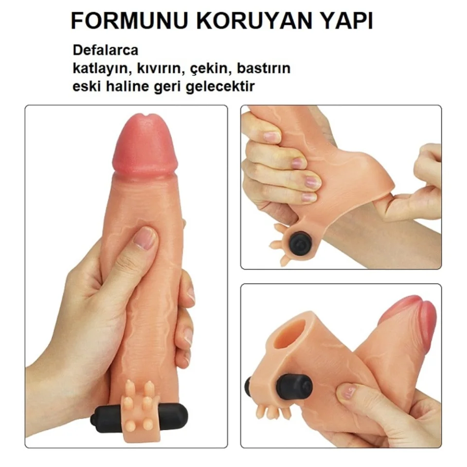 #7680 - 5 cm Uzatmalı Realistik Titreşimli Penis Kılıfı XTender