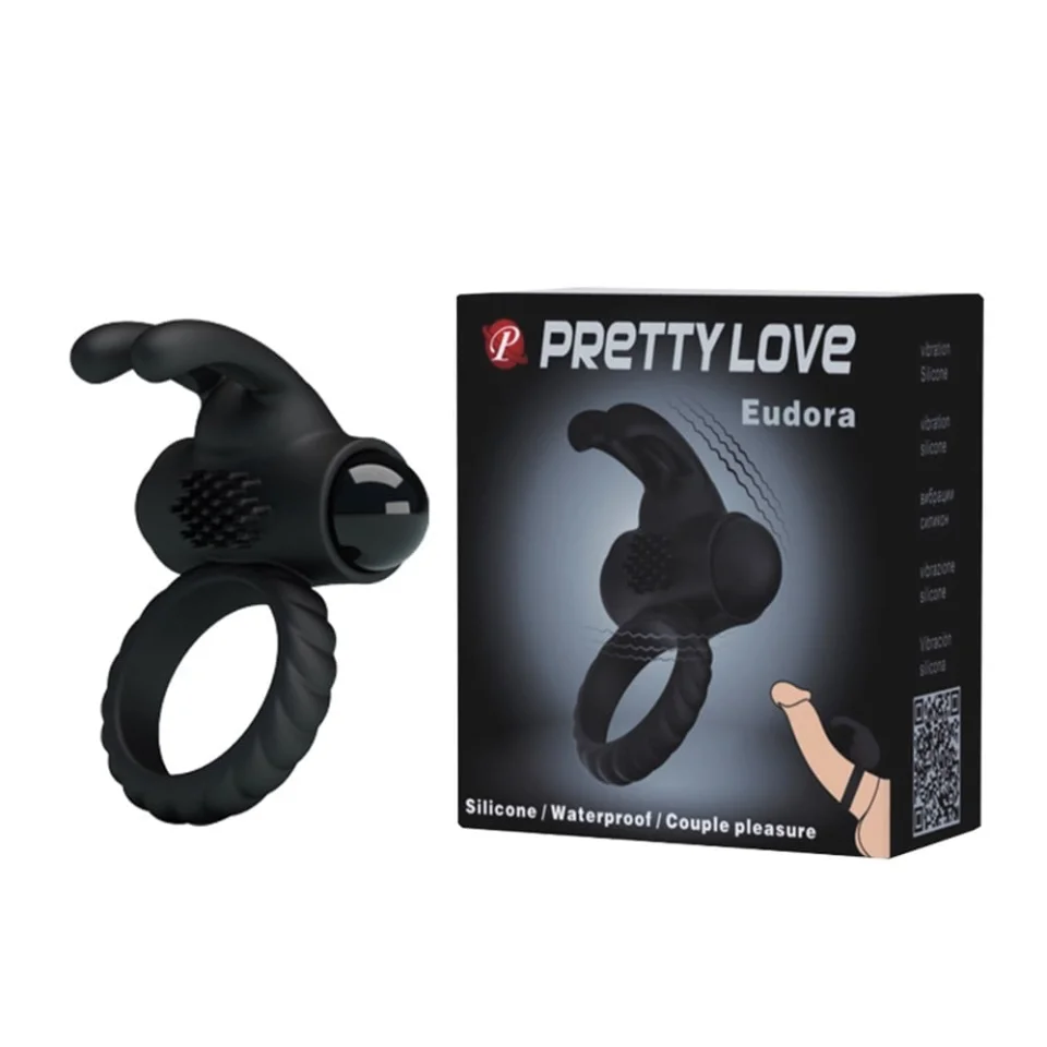 #7719 - Pretty Love Klitoral Uyarıcılı Titreşimli Tavşan Penis Halkası