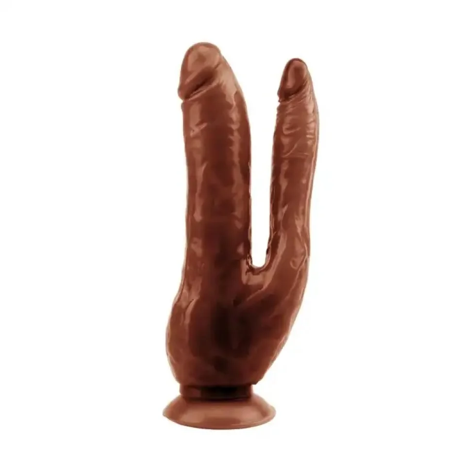 #11504 - 19.5 cm İki Uçlu Vantuzlu Realistik Çatal Melez Dildo Penis
