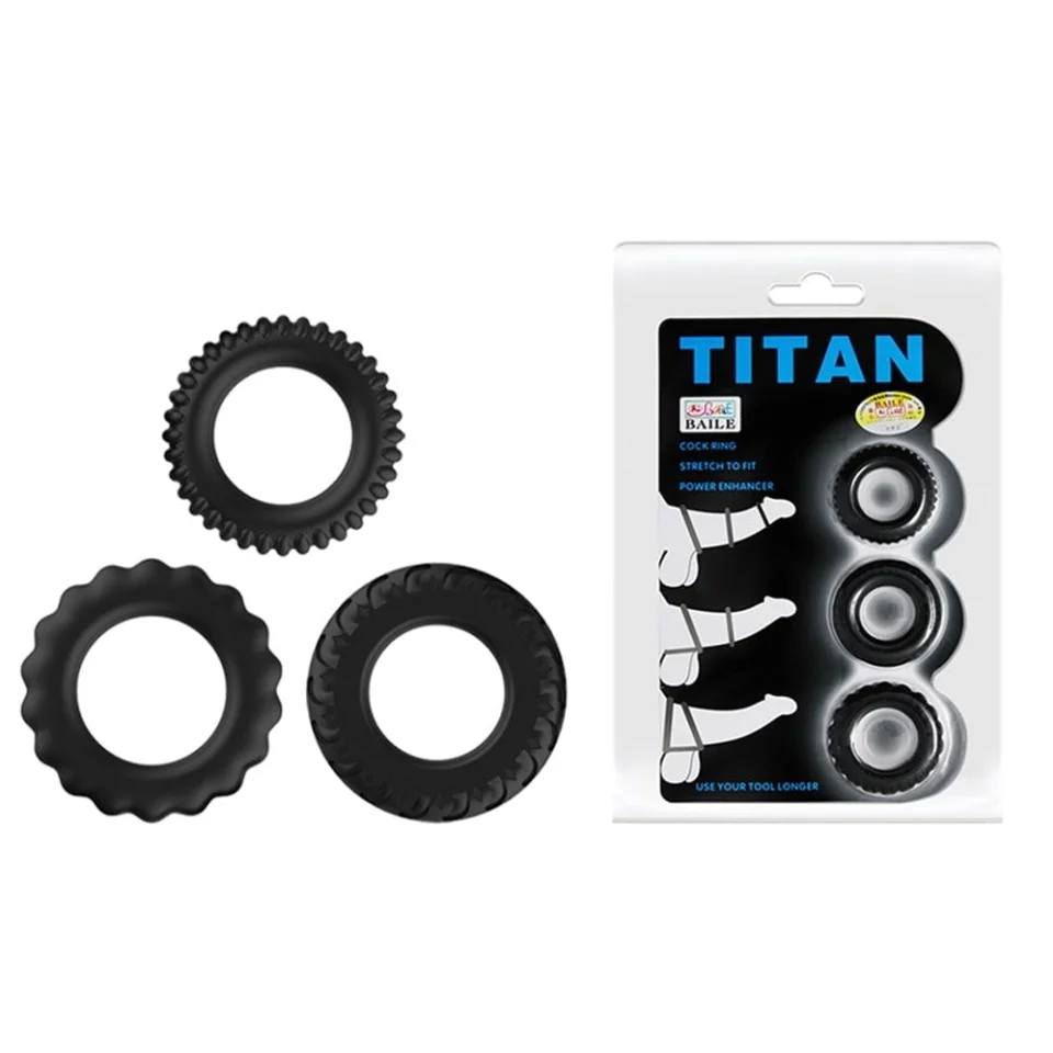 #7766 - Titan 3lü Tırtıklı Penis Halkası