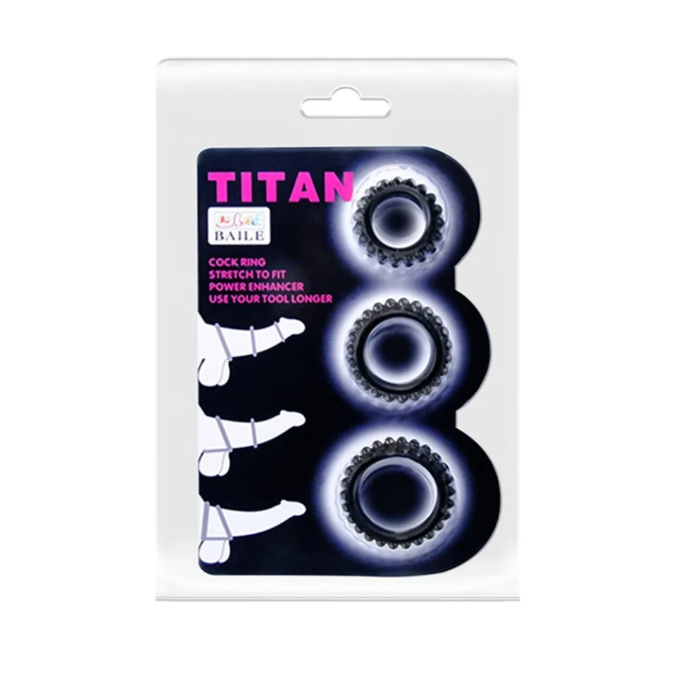 #7776 - Titan 3lü Tırtıklı Penis Halkası