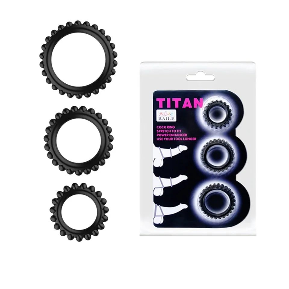 #7777 - Titan 3lü Tırtıklı Penis Halkası